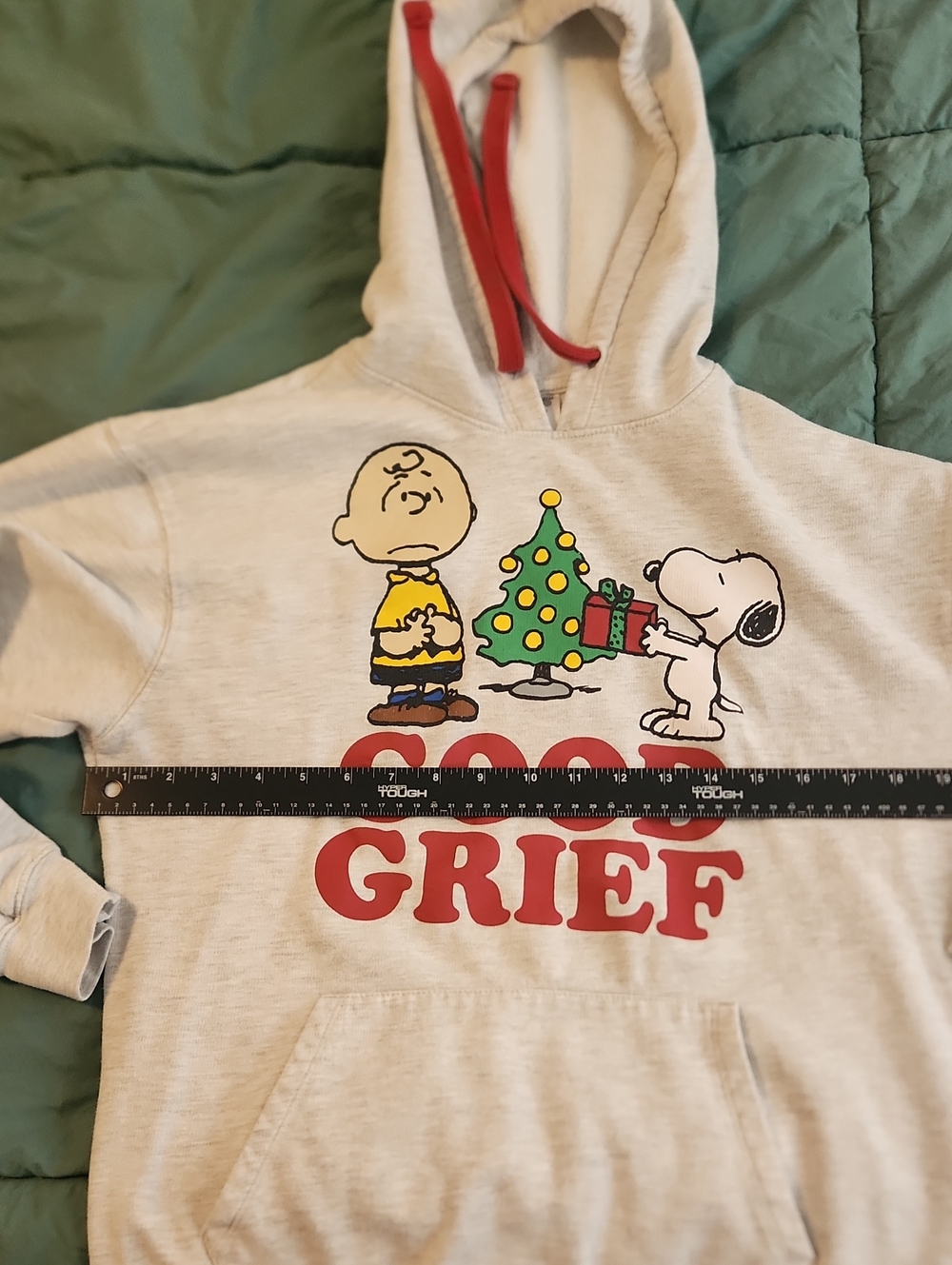 Peanuts Cream Hoodie with Red Drawstrings and Snoopy Holiday Graphic #548